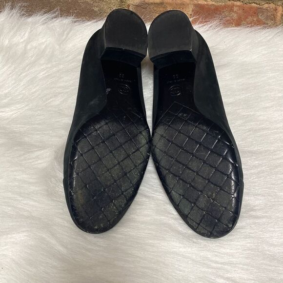 Chanel Black Leather Suede Cap Toe Flat Size 8 - Picture 8 of 16